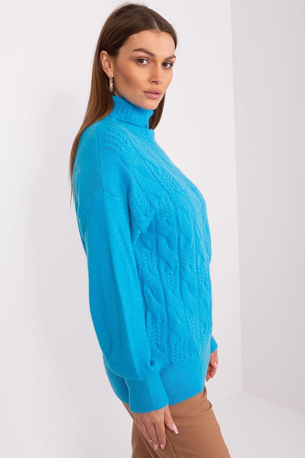 Women Turtleneck Sweater Textured - ShalayeFashion