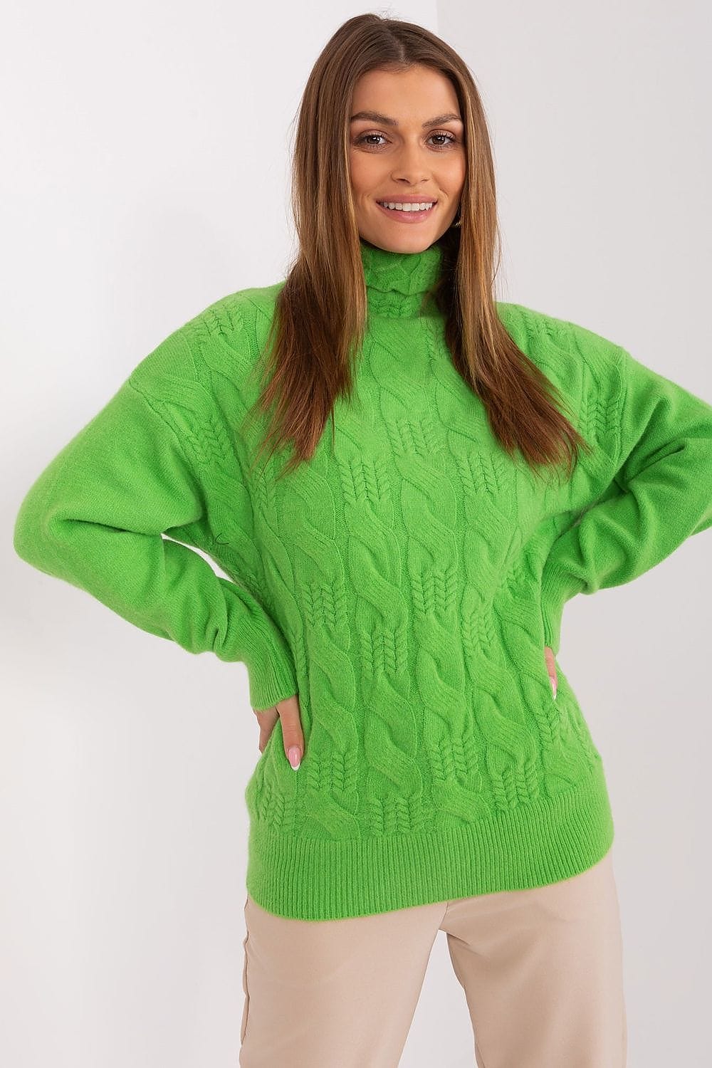 Women Turtleneck Sweater Textured - ShalayeFashion
