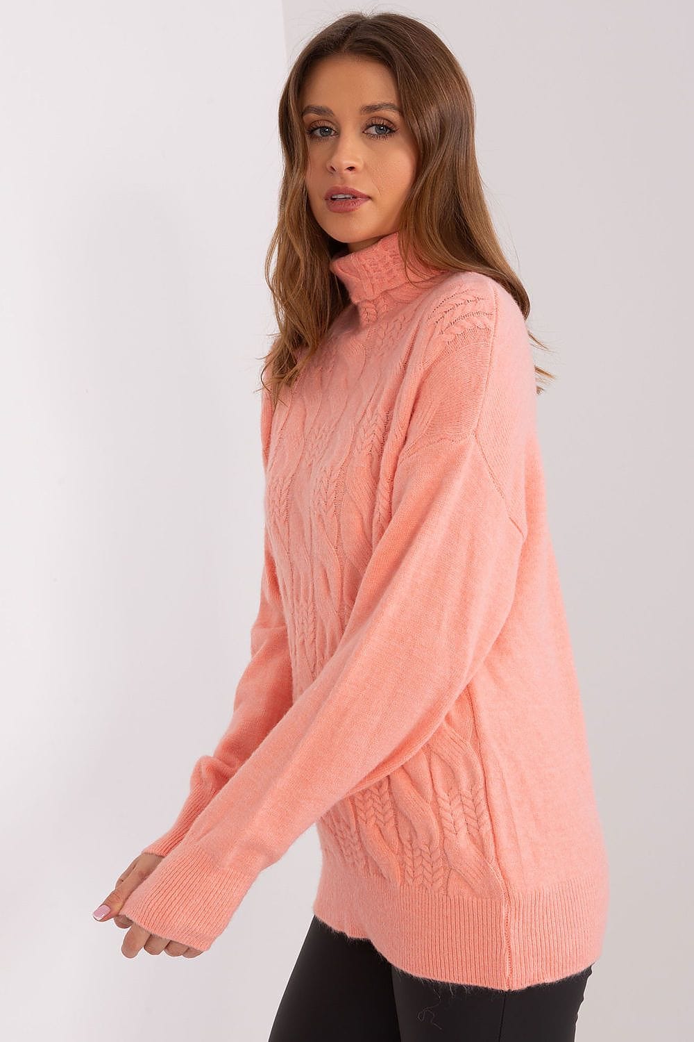 Women Turtleneck Sweater Textured - ShalayeFashion