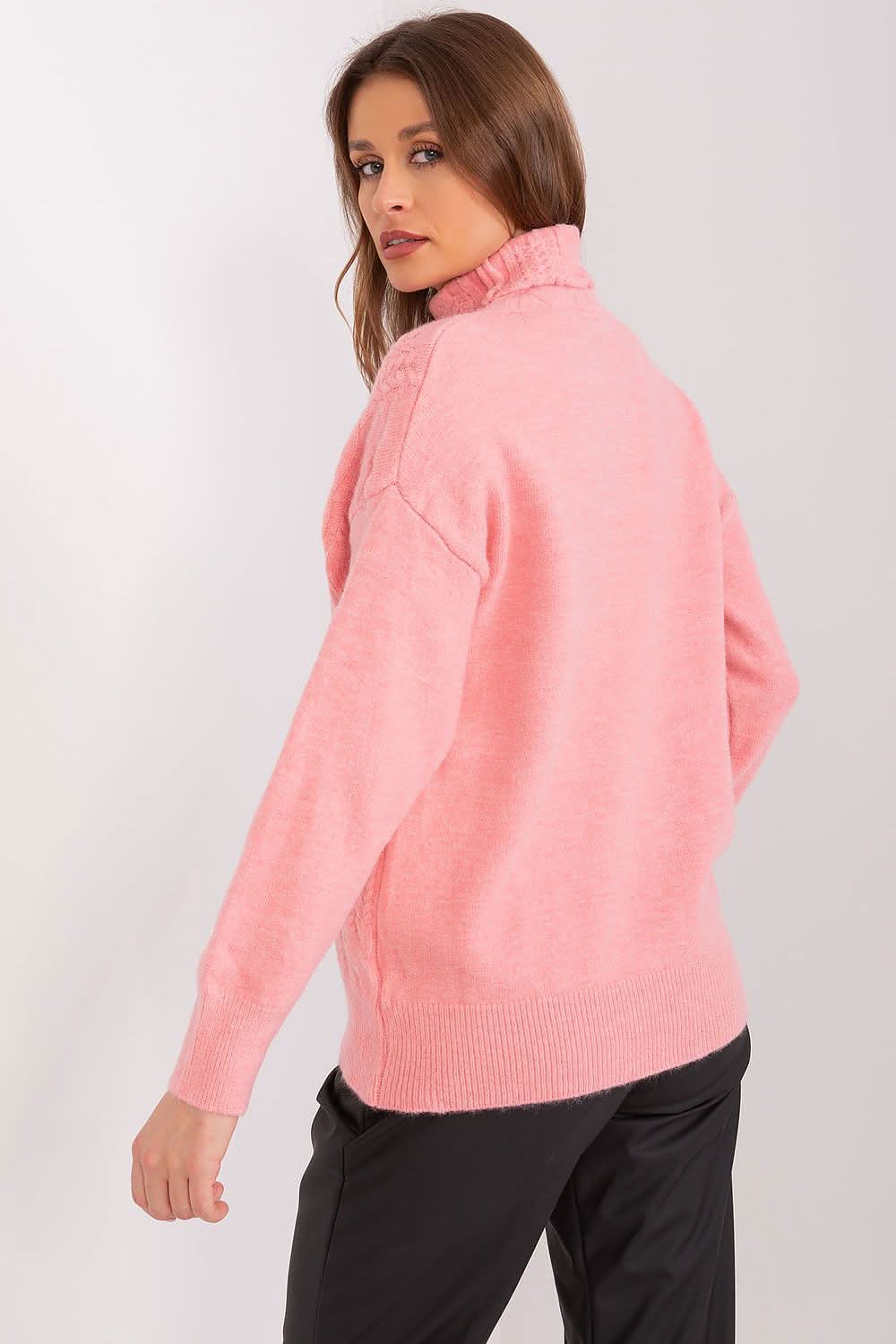 Women Turtleneck Sweater Textured - ShalayeFashion