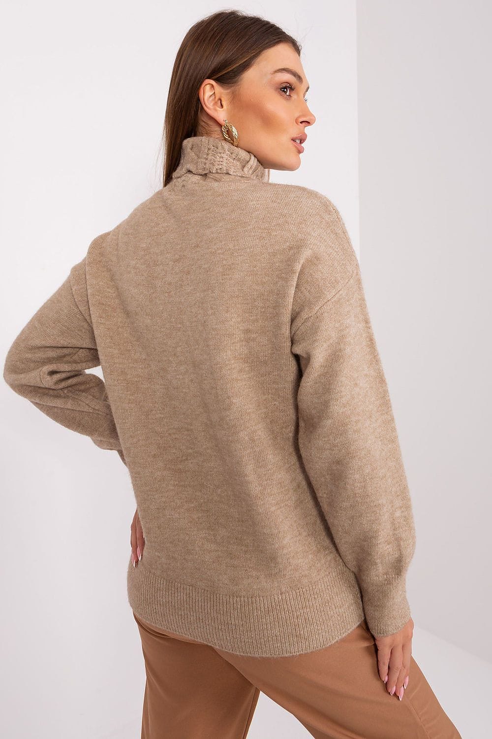 Women Turtleneck Sweater Textured - ShalayeFashion