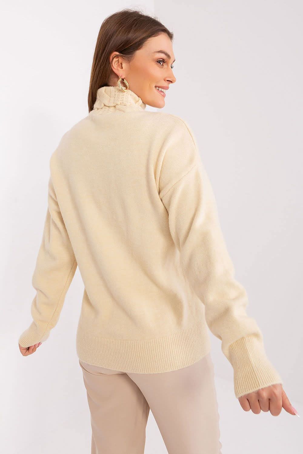 Women Turtleneck Sweater Textured - ShalayeFashion