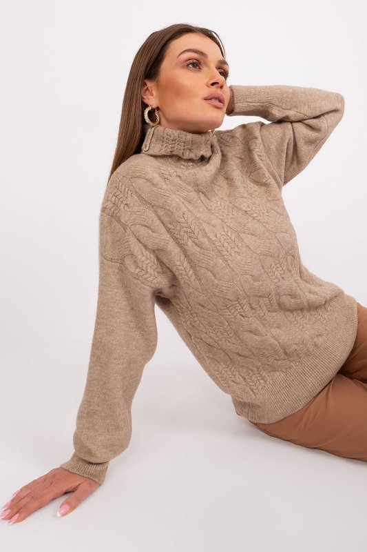 Women Turtleneck Sweater Textured - ShalayeFashion