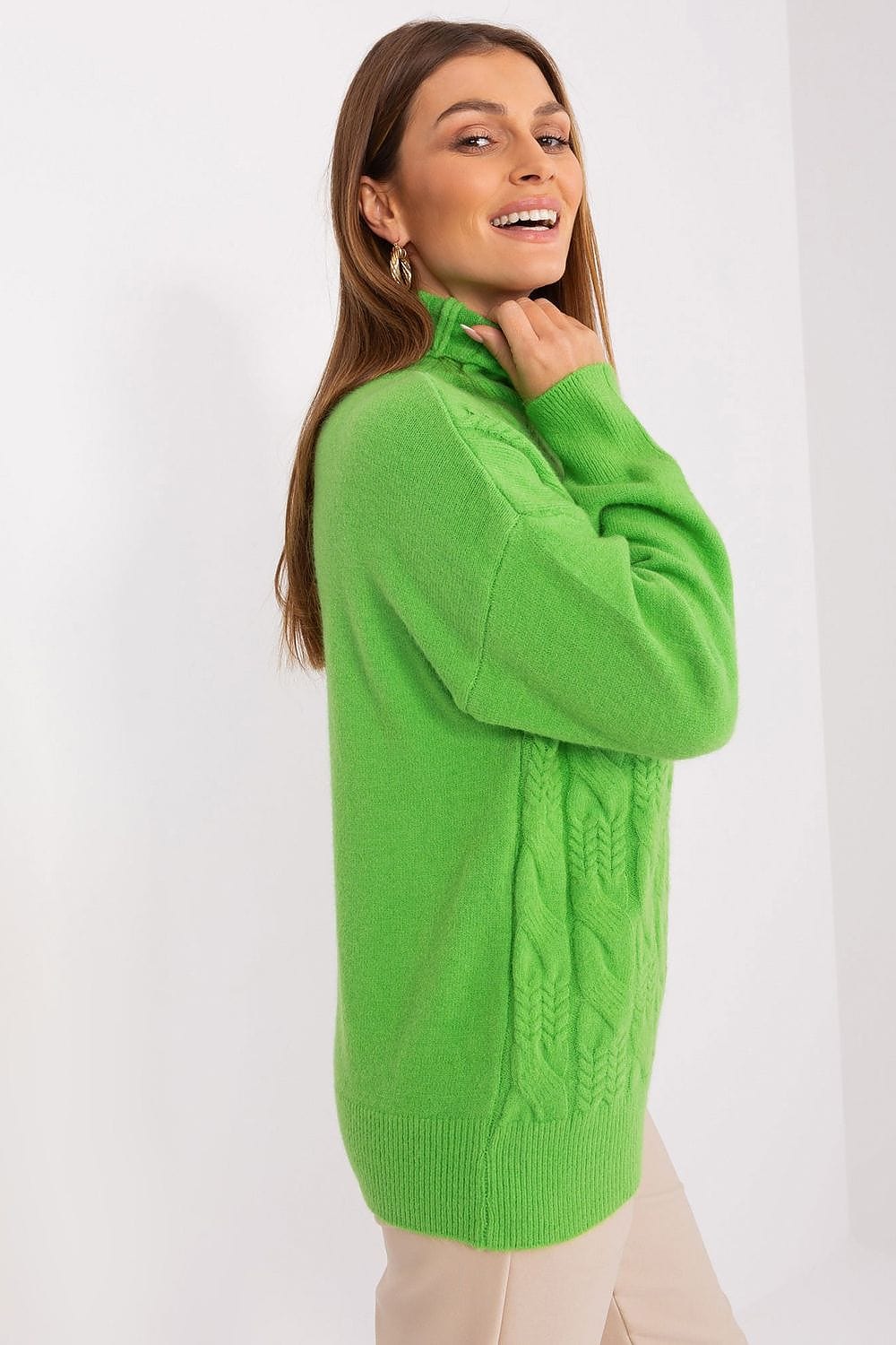 Women Turtleneck Sweater Textured - ShalayeFashion