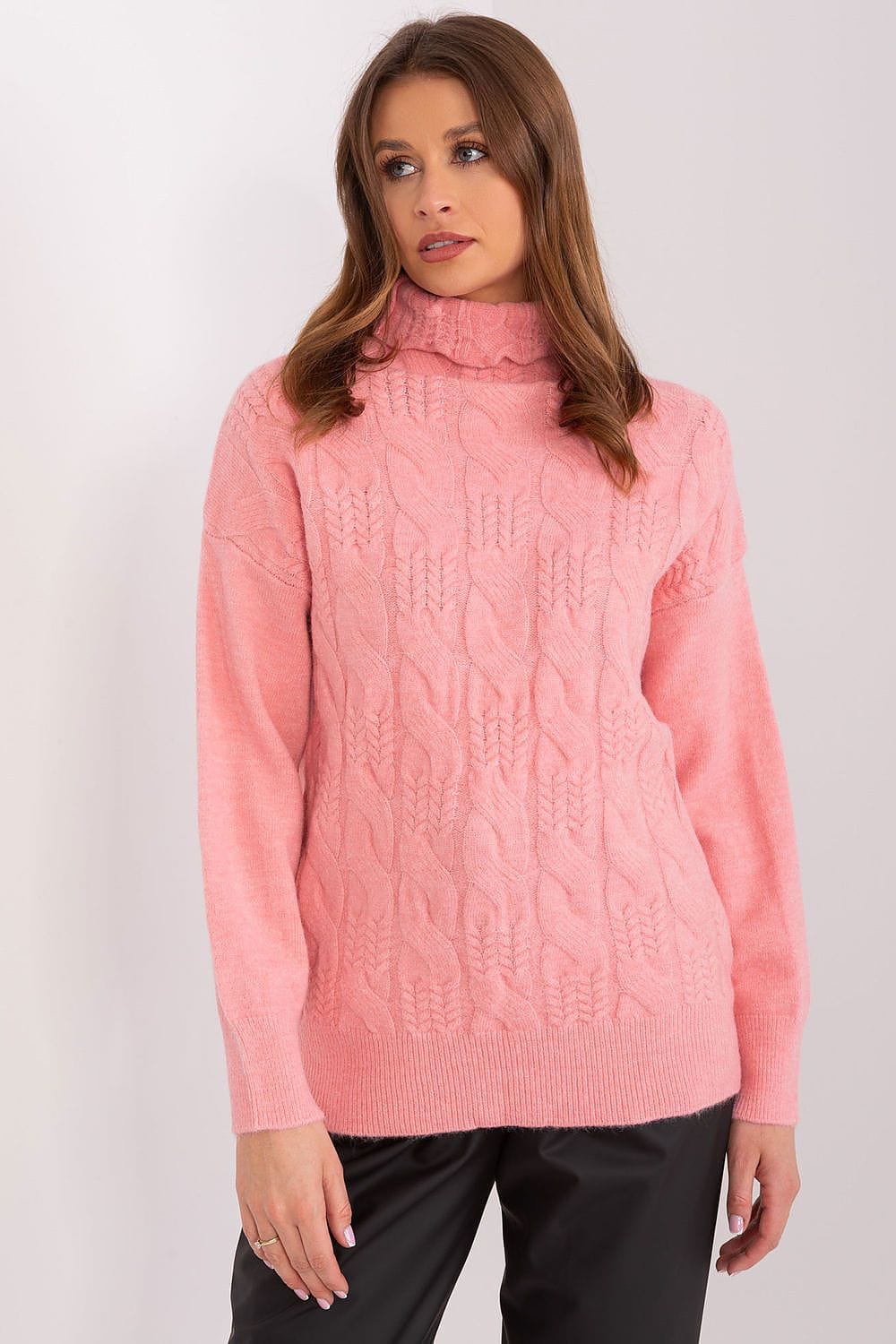 Women Turtleneck Sweater Textured - ShalayeFashion
