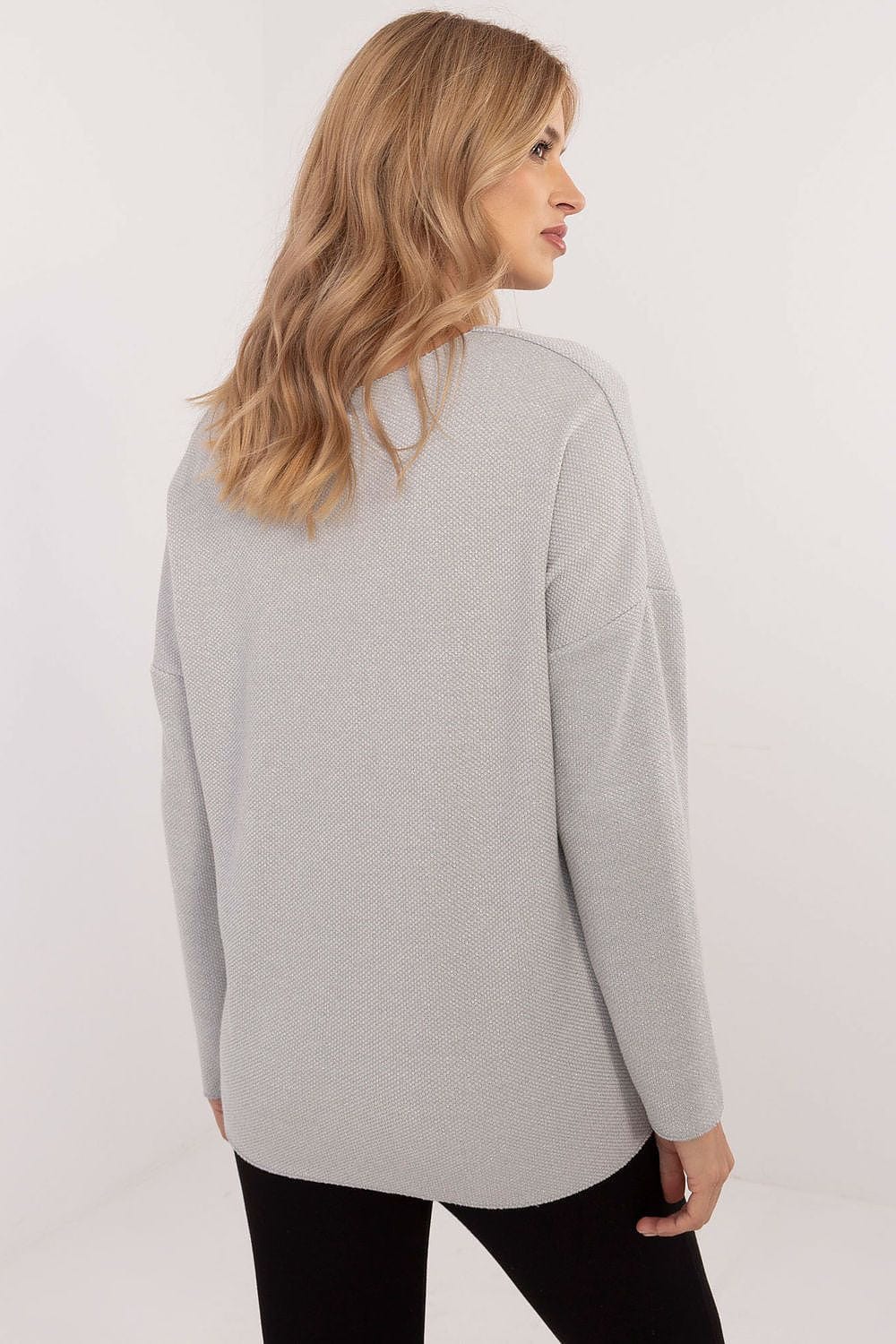 Women V Neck Sweater Shiny Thread - ShalayeFashion