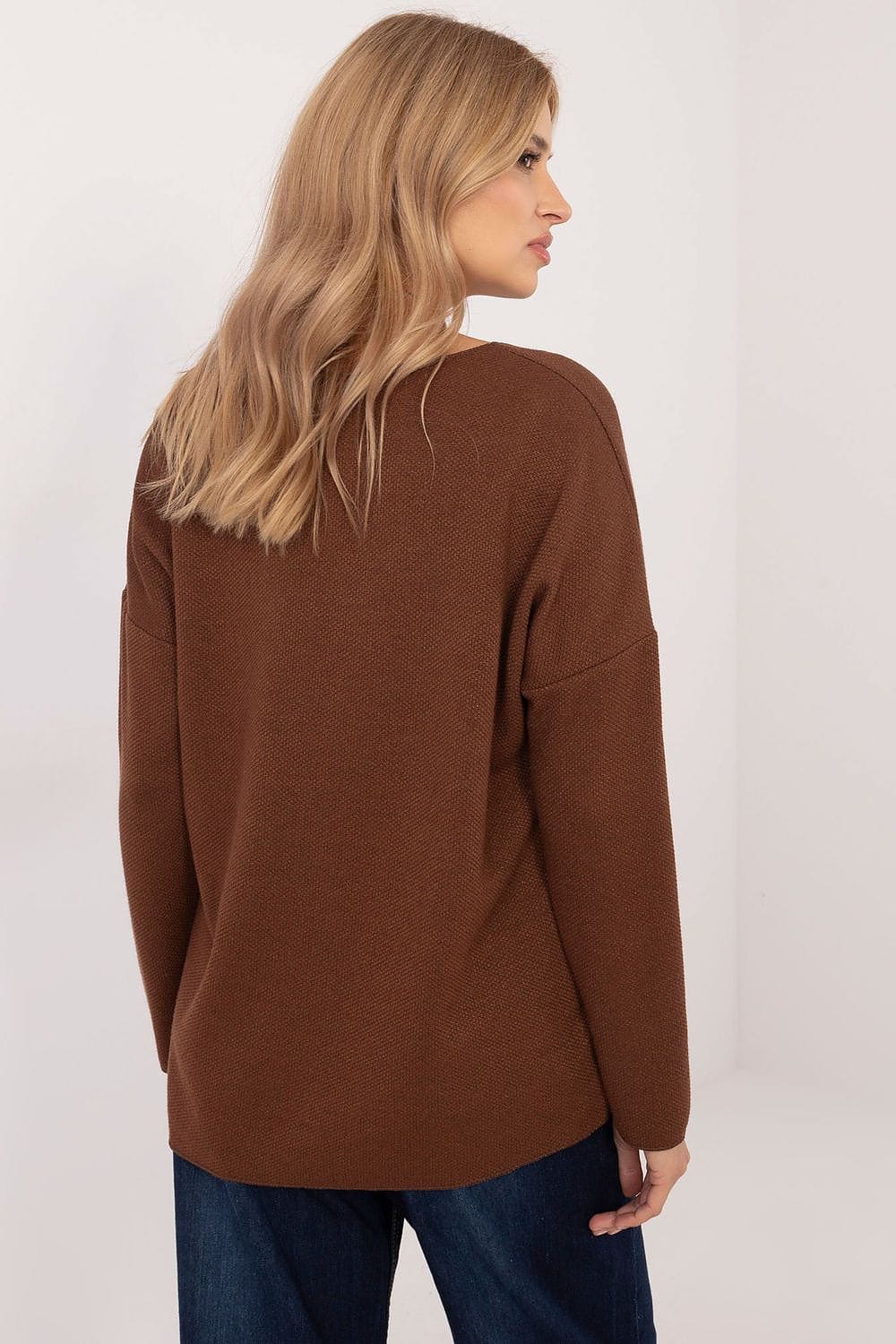 Women V Neck Sweater Shiny Thread - ShalayeFashion