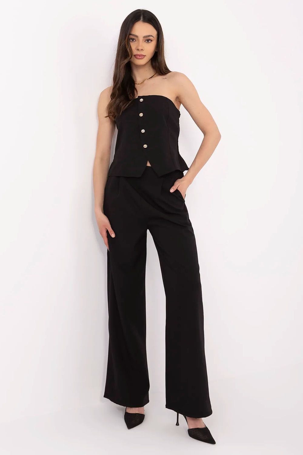 Women Vest Pants Set Spanish Neckline - ShalayeFashion