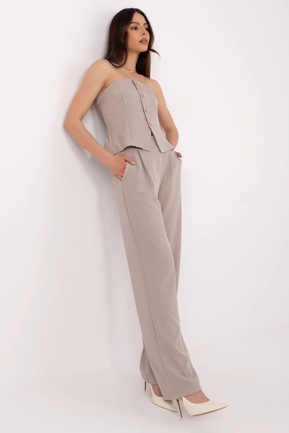 Women Vest Pants Set Spanish Neckline - ShalayeFashion