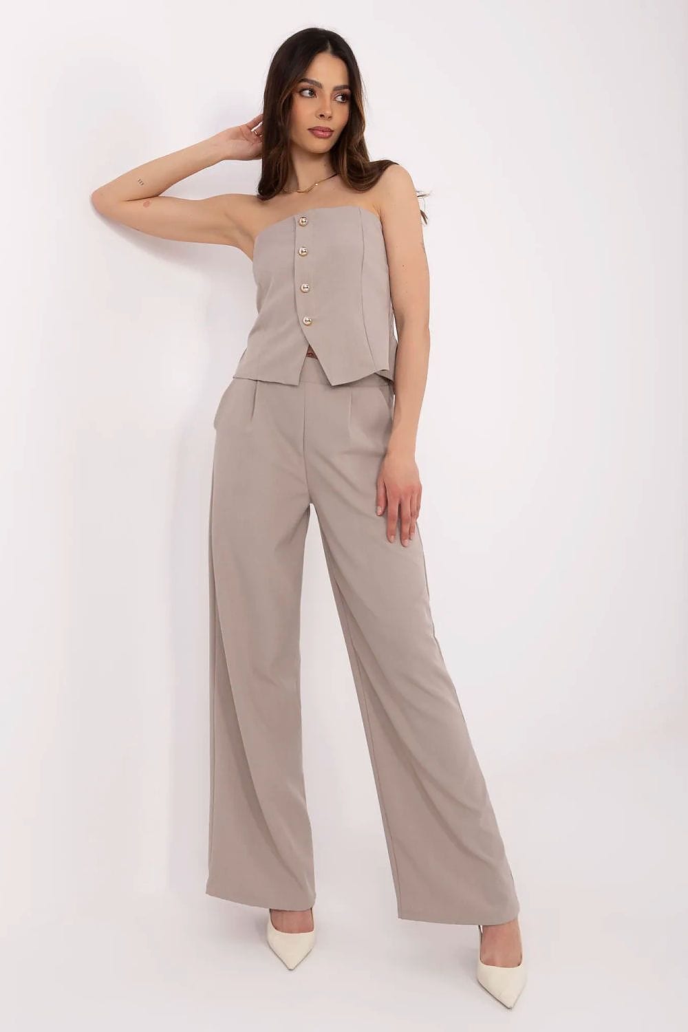 Women Vest Pants Set Spanish Neckline - ShalayeFashion