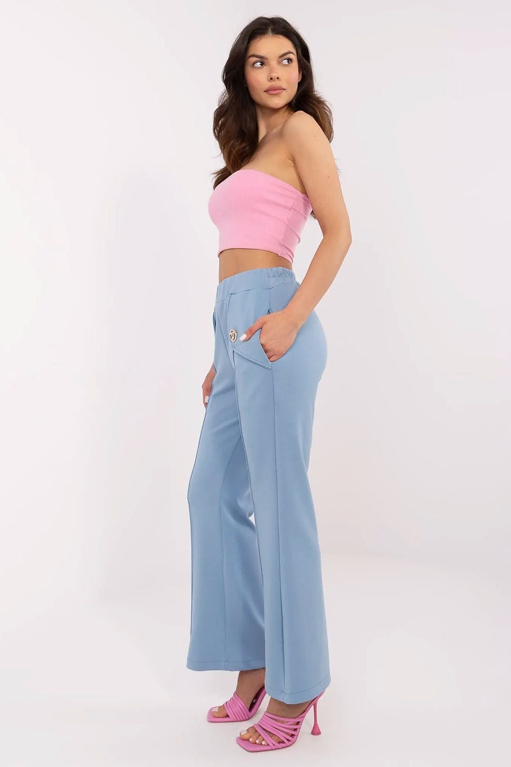 Women Wide Leg Pants Detachable Brooches - ShalayeFashion
