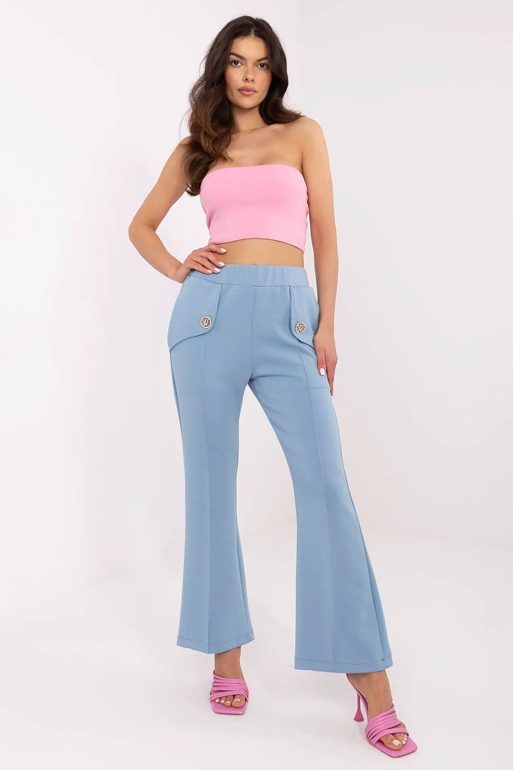 Women Wide Leg Pants Detachable Brooches - ShalayeFashion