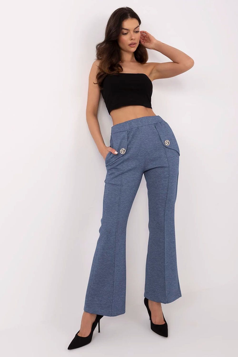 Women Wide Leg Pants Detachable Brooches - ShalayeFashion