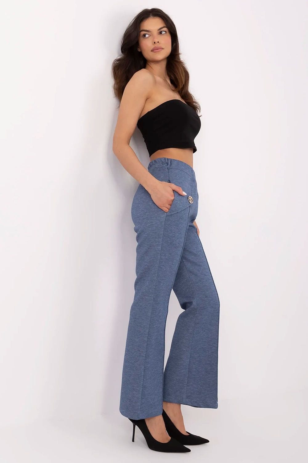 Women Wide Leg Pants Detachable Brooches - ShalayeFashion