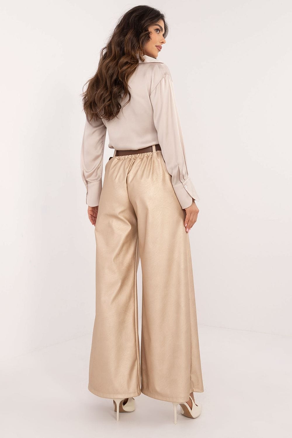 Women Wide Leg Pants Eco Leather - ShalayeFashion