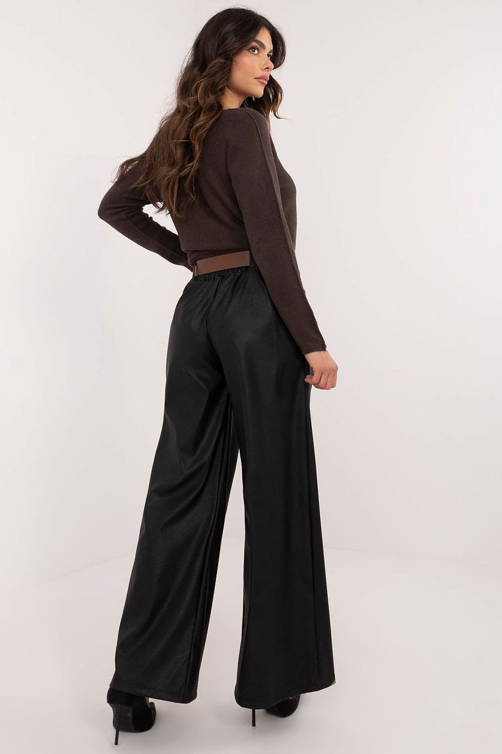 Women Wide Leg Pants Eco Leather - ShalayeFashion