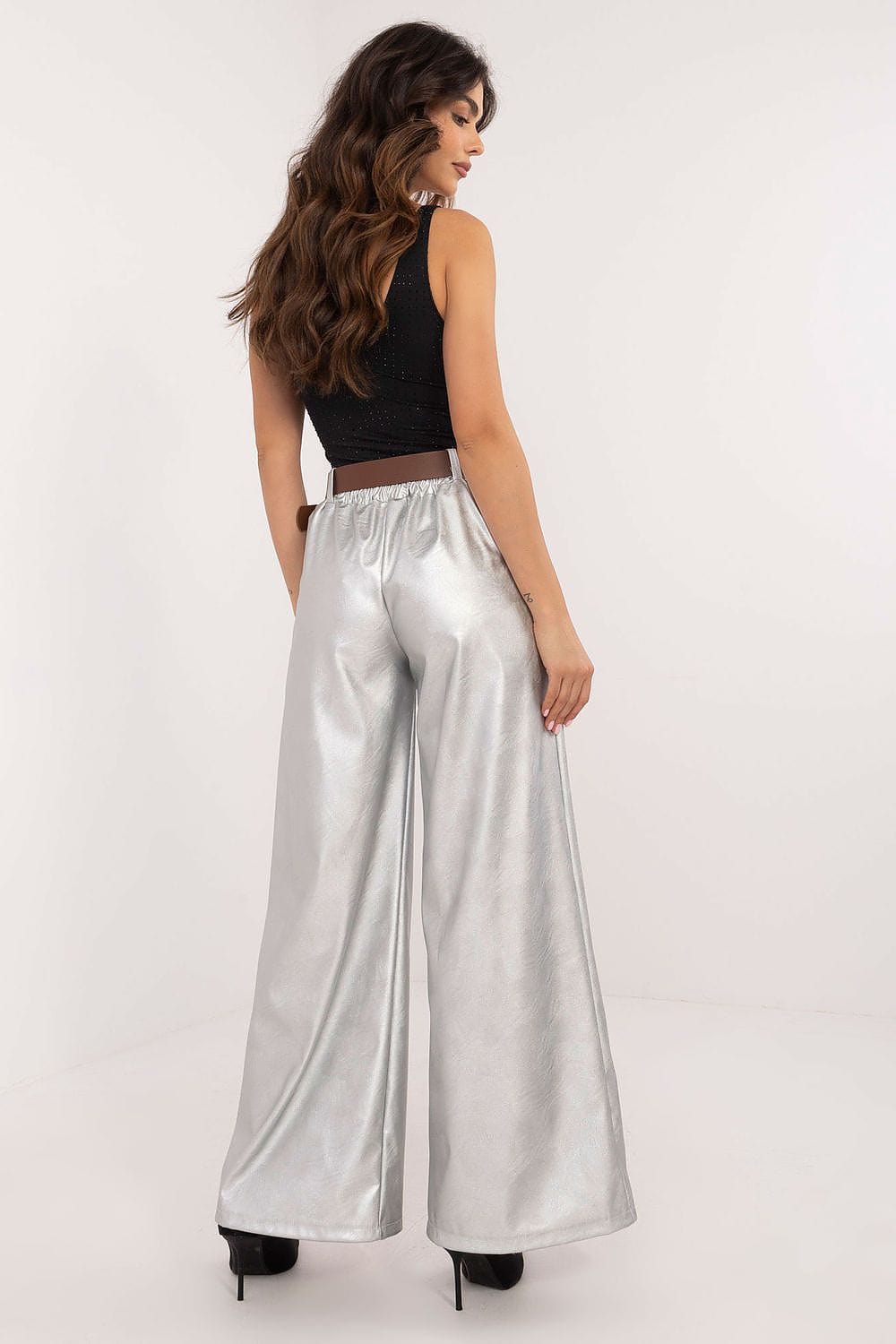 Women Wide Leg Pants Eco Leather - ShalayeFashion