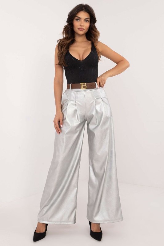 Women Wide Leg Pants Eco Leather - ShalayeFashion