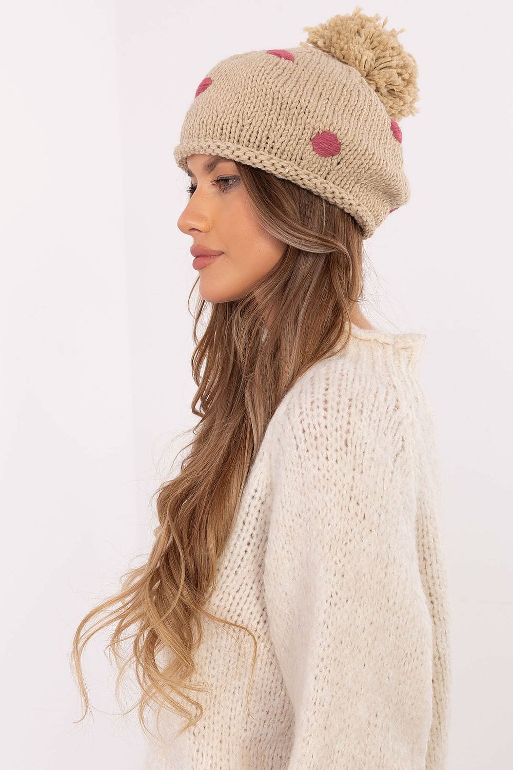 Women Winter Beanie Decorative Dots Pom - ShalayeFashion