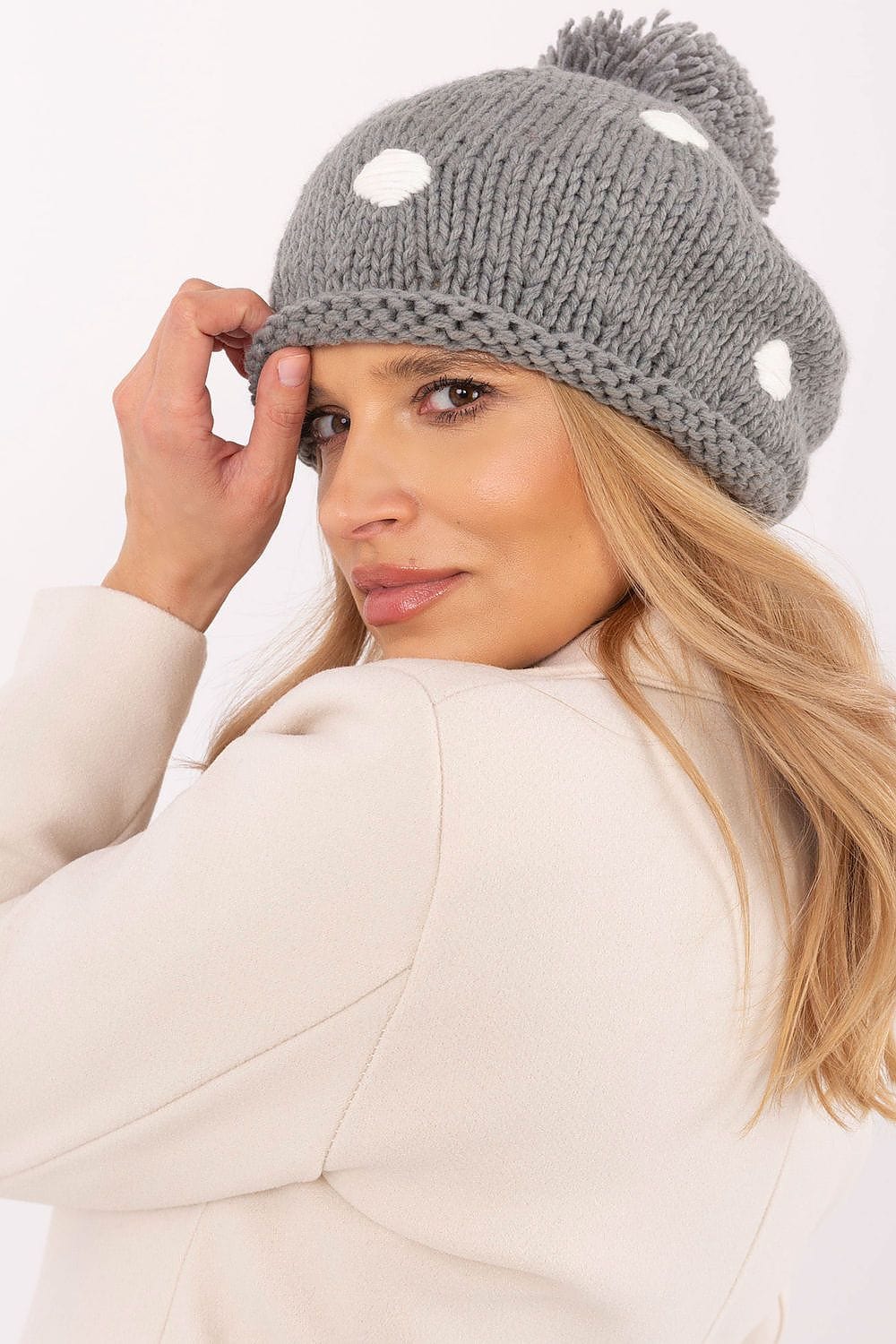 Women Winter Beanie Decorative Dots Pom - ShalayeFashion