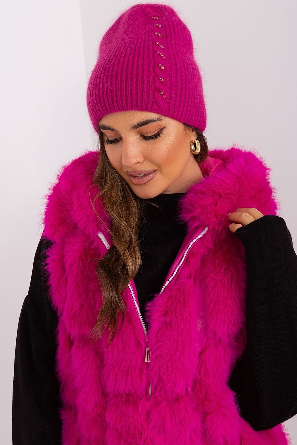 Women Winter Hat Braided Pattern - ShalayeFashion