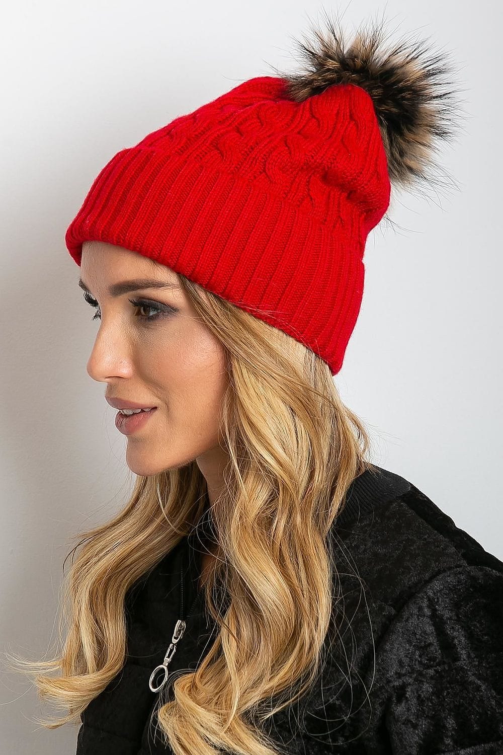 Women Winter Hat Wide Cuff Pom - ShalayeFashion