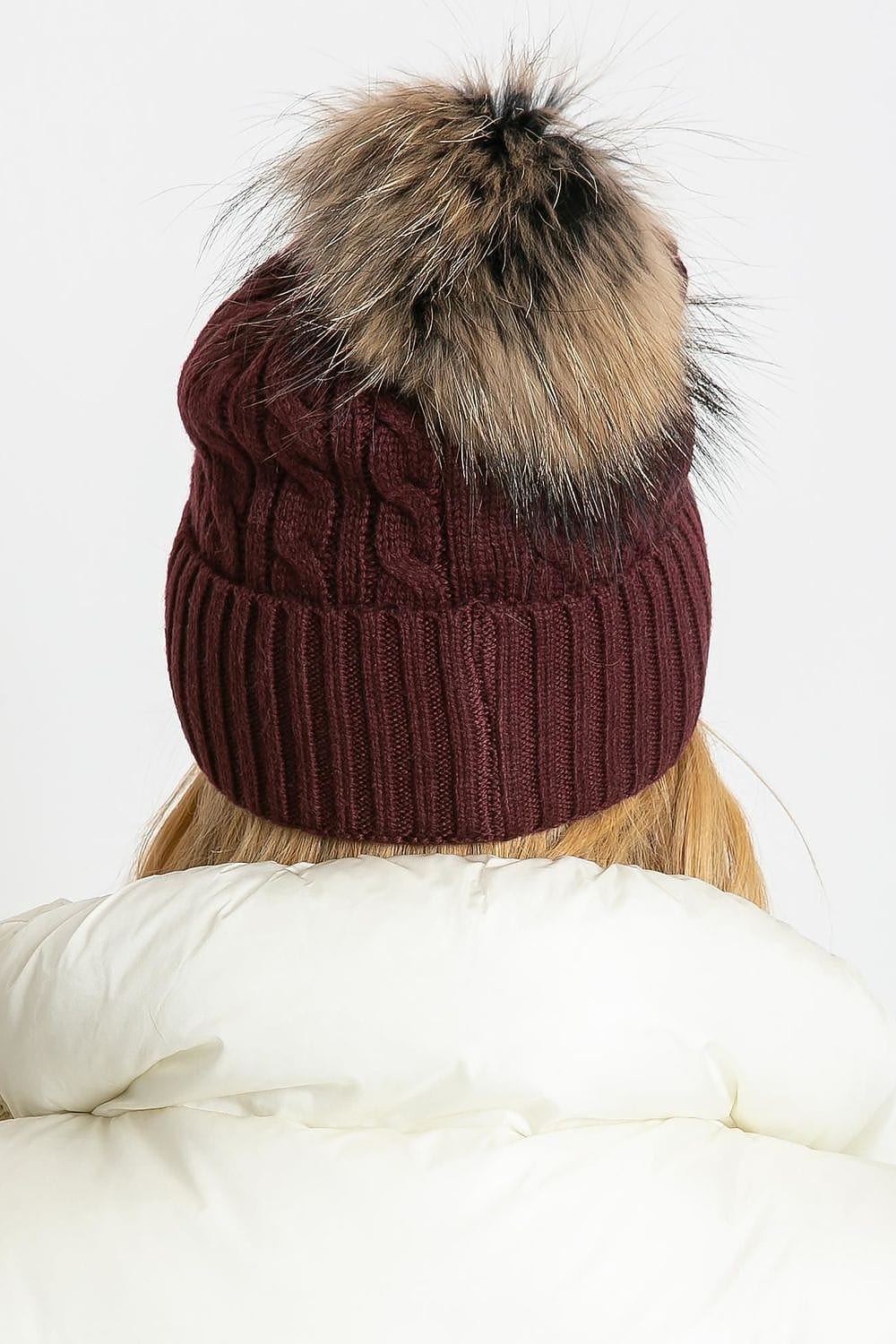 Women Winter Hat Wide Cuff Pom - ShalayeFashion