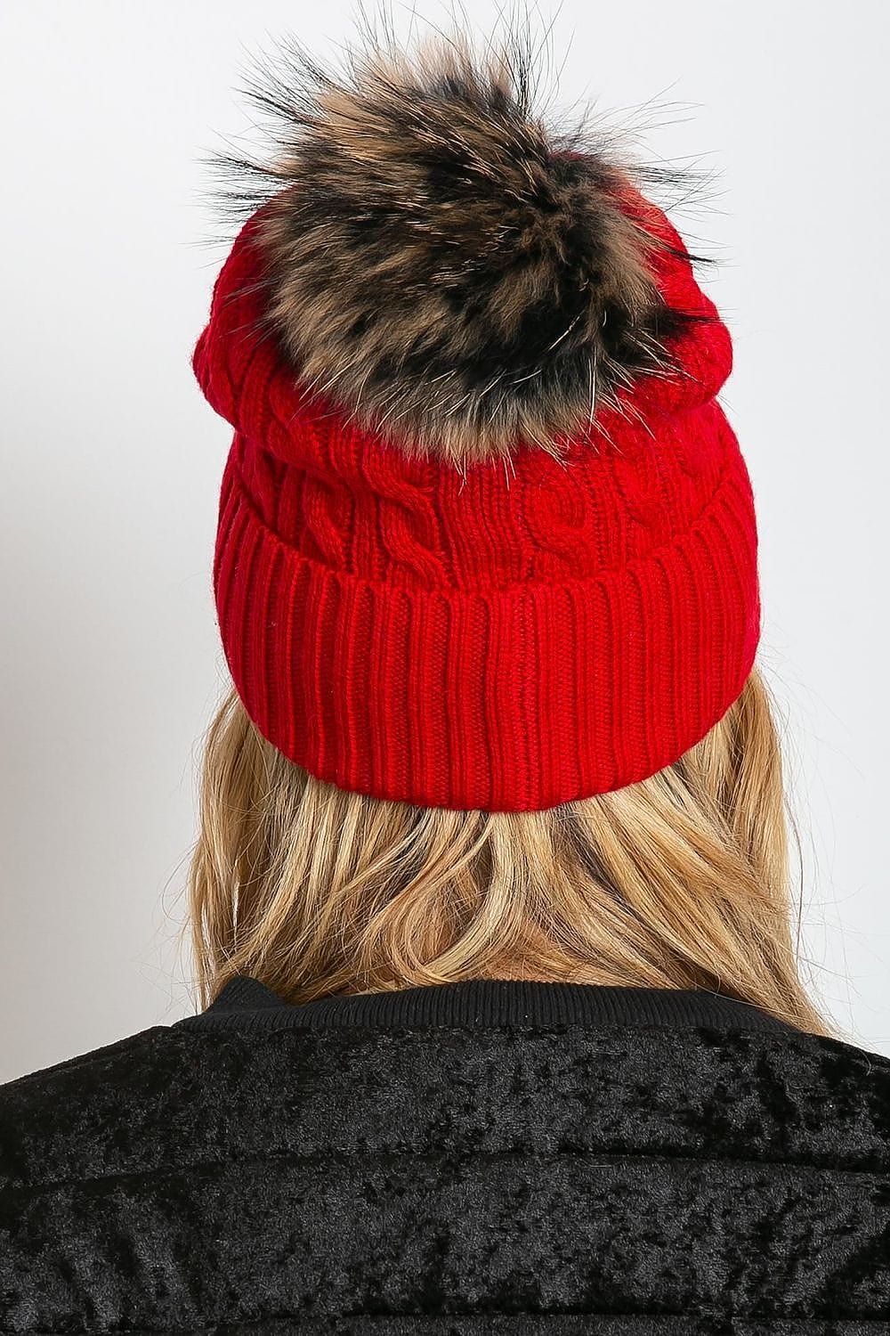 Women Winter Hat Wide Cuff Pom - ShalayeFashion