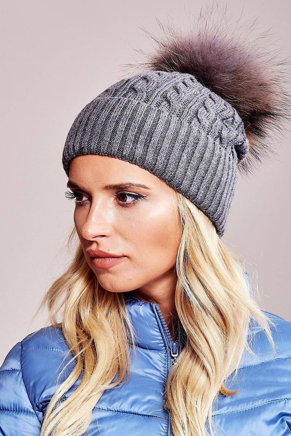 Women Winter Hat Wide Cuff Pom - ShalayeFashion