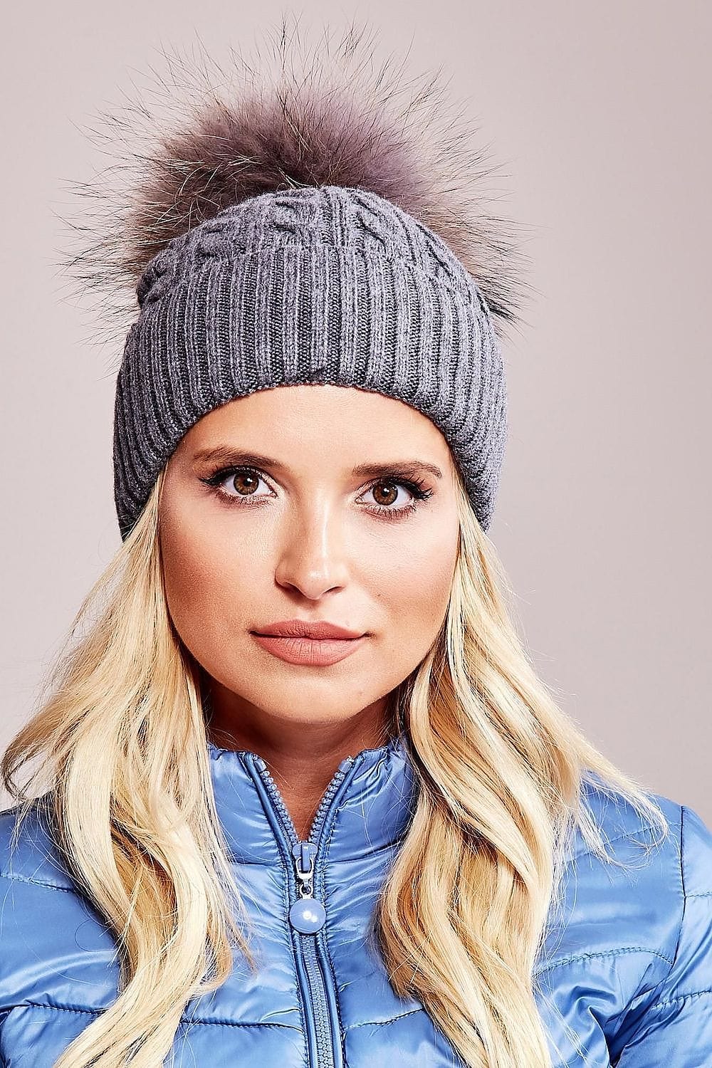 Women Winter Hat Wide Cuff Pom - ShalayeFashion
