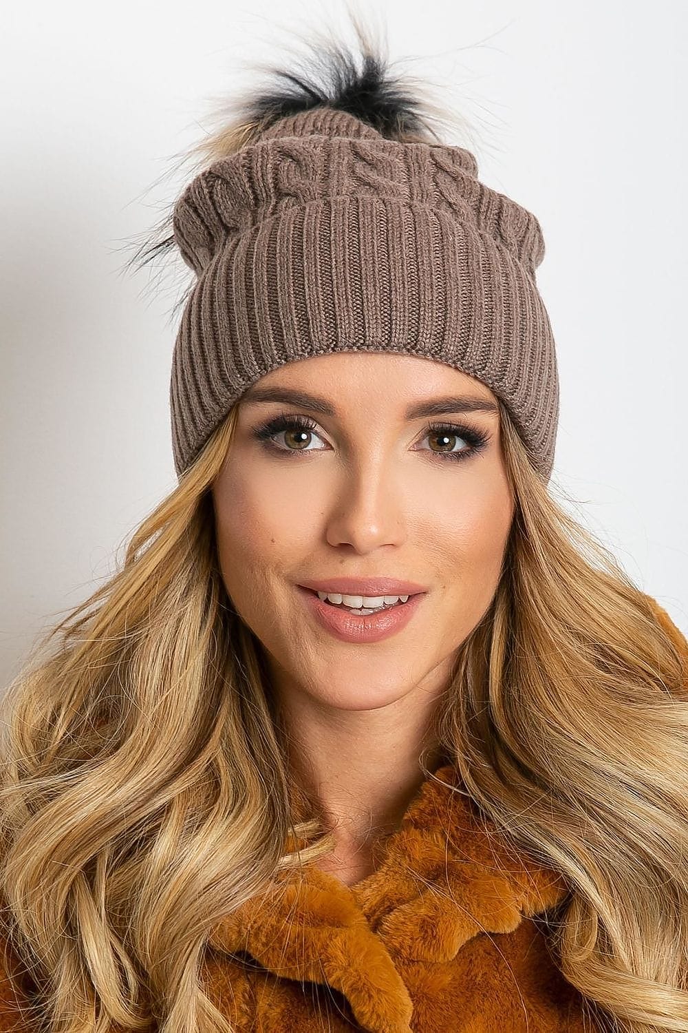 Women Winter Hat Wide Cuff Pom - ShalayeFashion