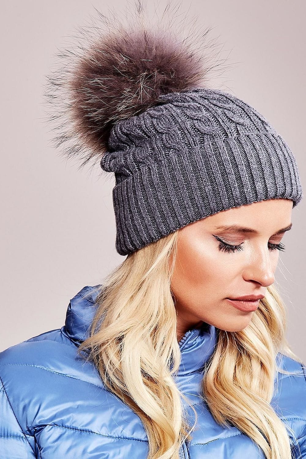 Women Winter Hat Wide Cuff Pom - ShalayeFashion