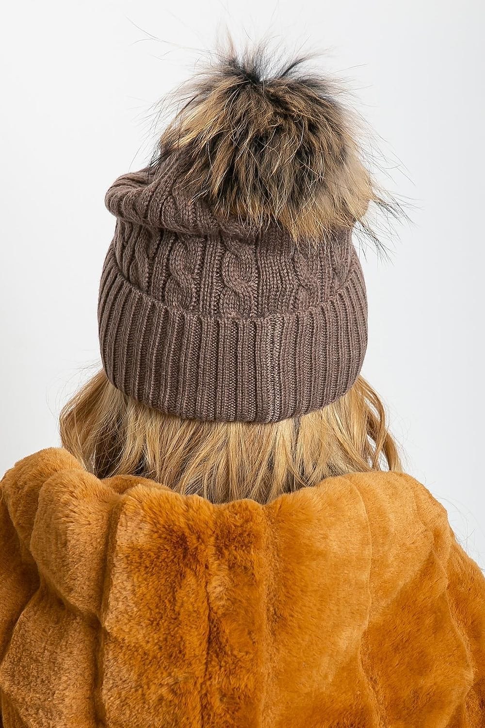 Women Winter Hat Wide Cuff Pom - ShalayeFashion