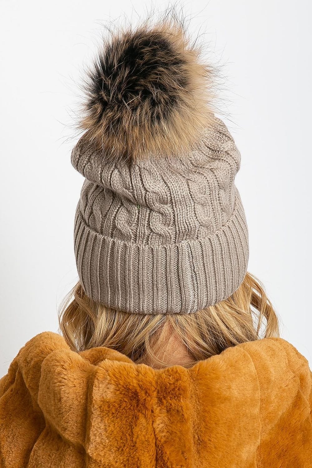 Women Winter Hat Wide Cuff Pom - ShalayeFashion