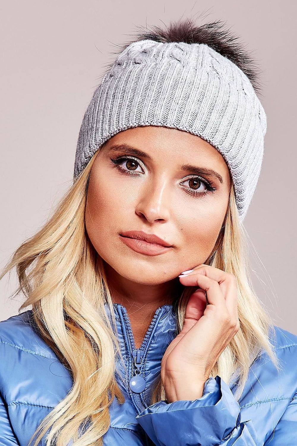 Women Winter Hat Wide Cuff Pom - ShalayeFashion