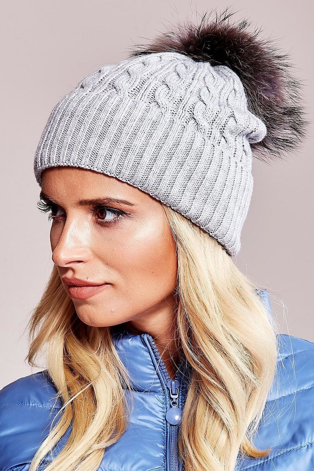 Women Winter Hat Wide Cuff Pom - ShalayeFashion