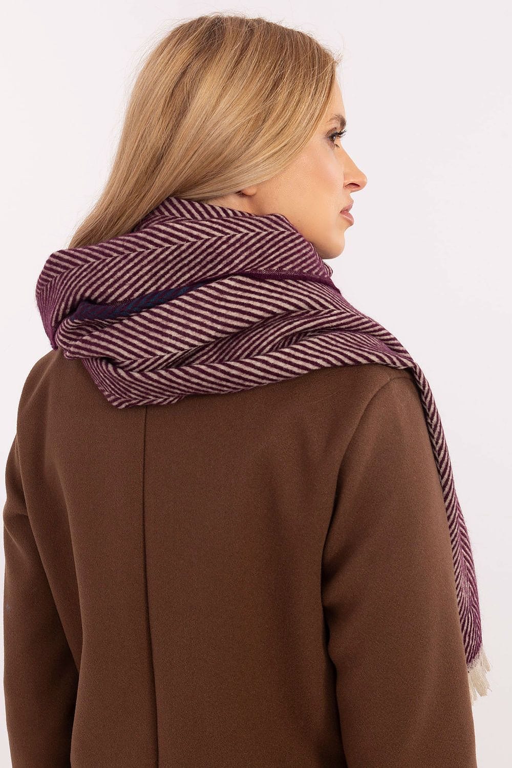 Women Winter Scarf Striped Fringe - ShalayeFashion