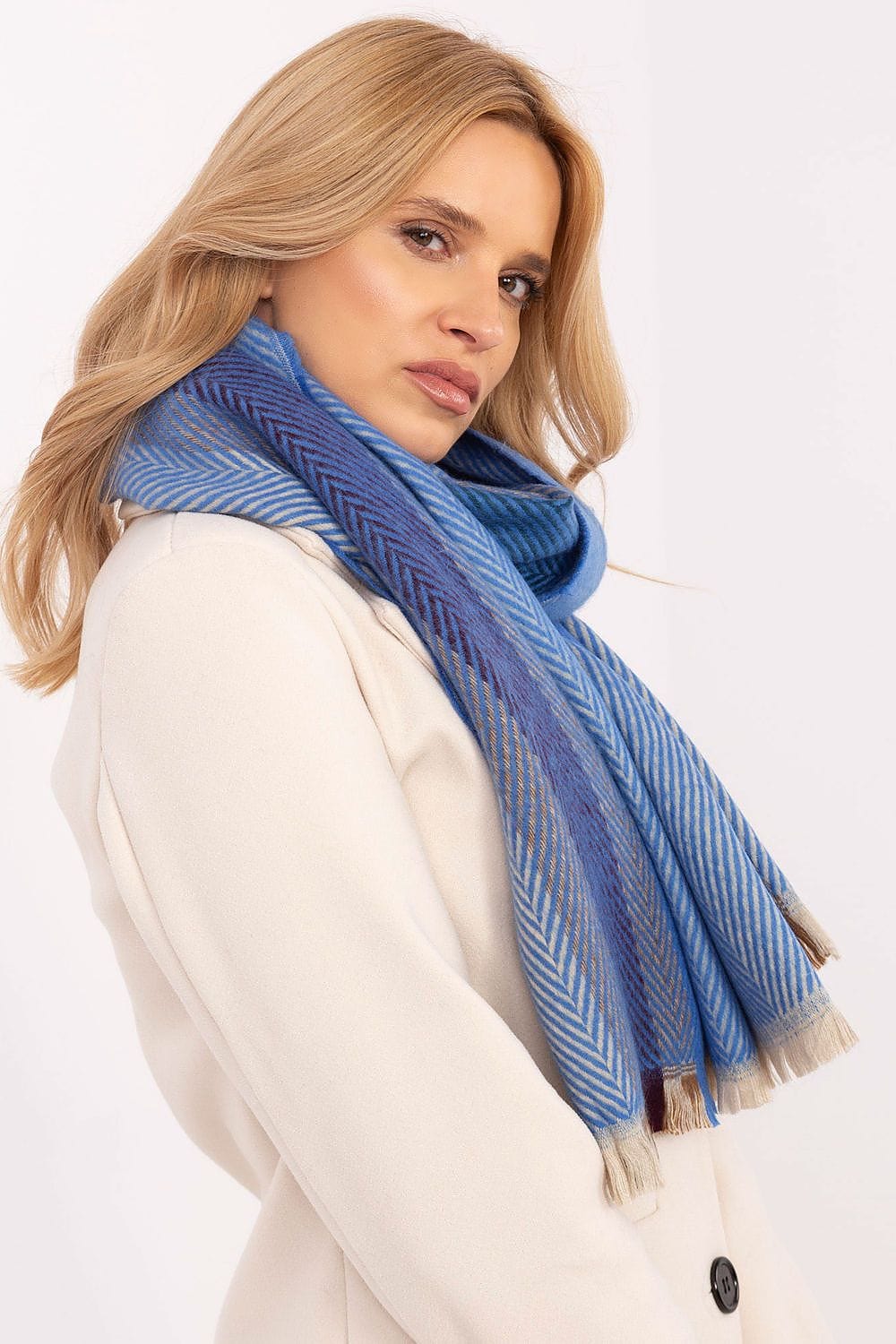 Women Winter Scarf Striped Fringe - ShalayeFashion