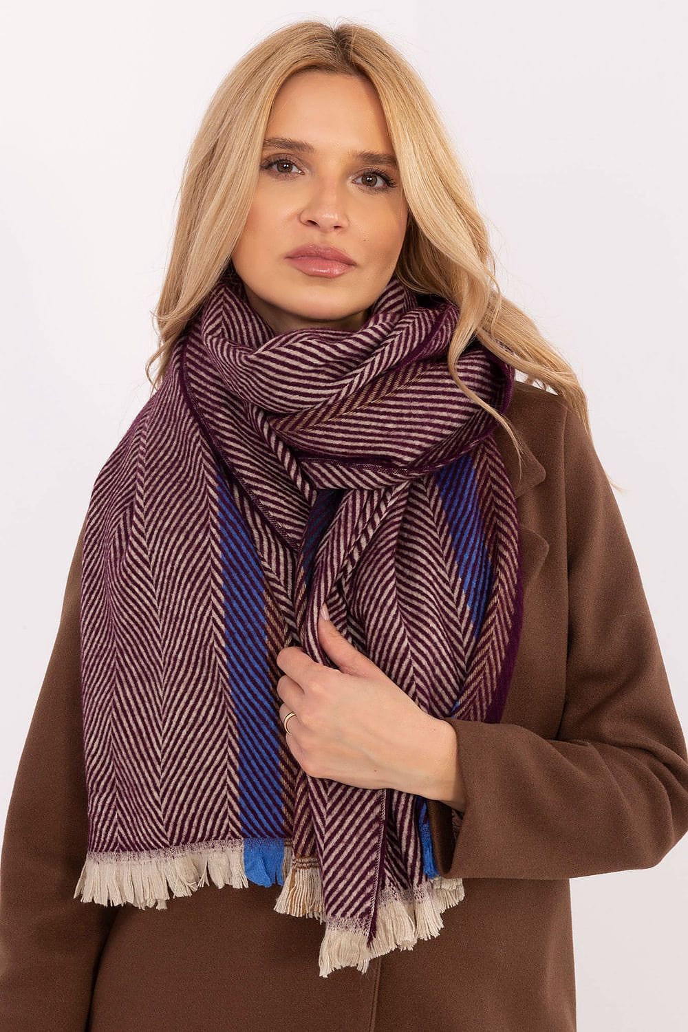 Women Winter Scarf Striped Fringe - ShalayeFashion