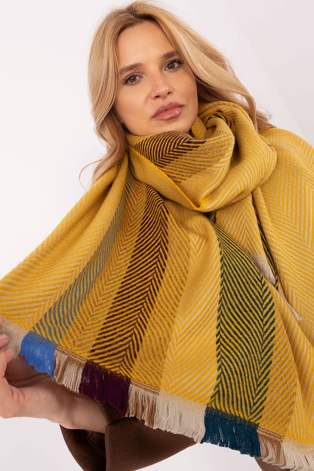 Women Winter Scarf Striped Fringe - ShalayeFashion
