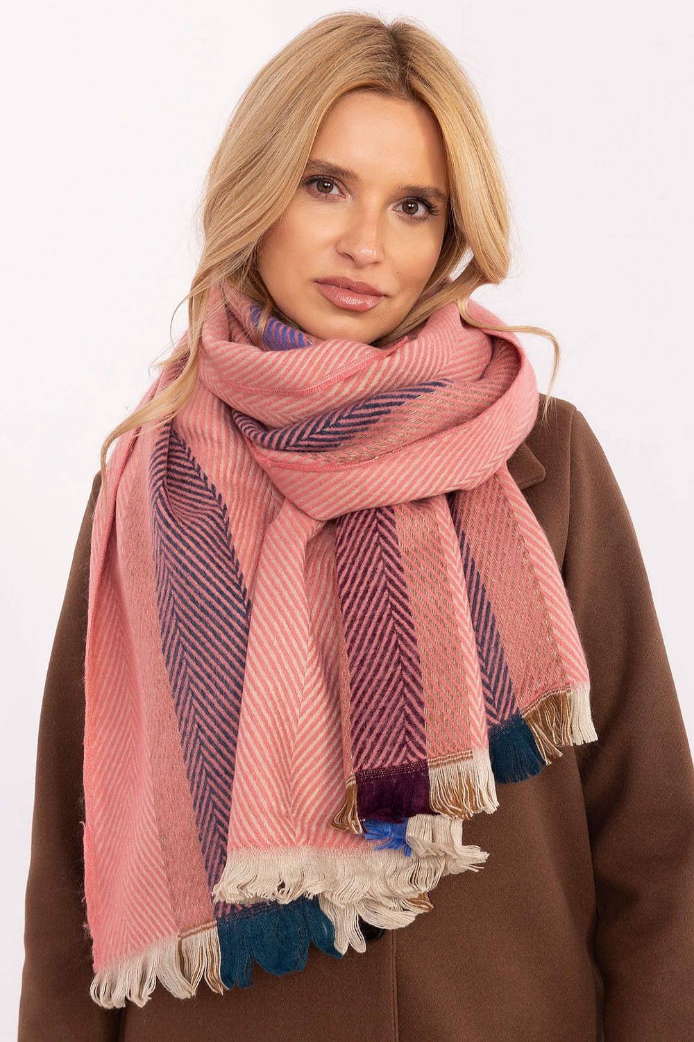 Women Winter Scarf Striped Fringe - ShalayeFashion