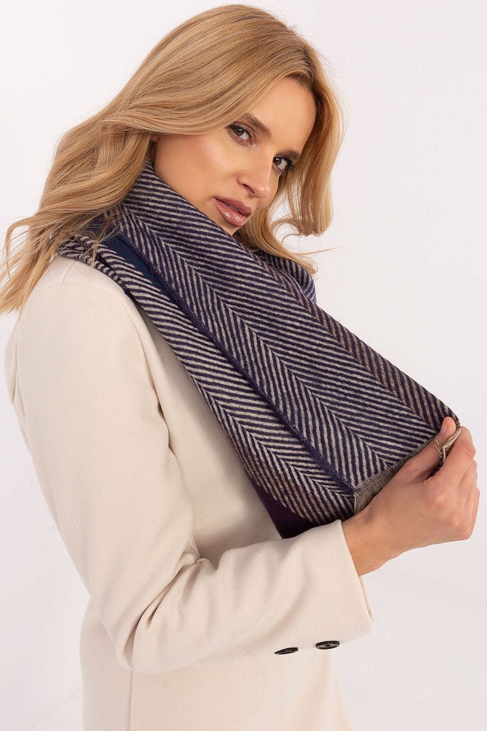 Women Winter Scarf Striped Fringe - ShalayeFashion