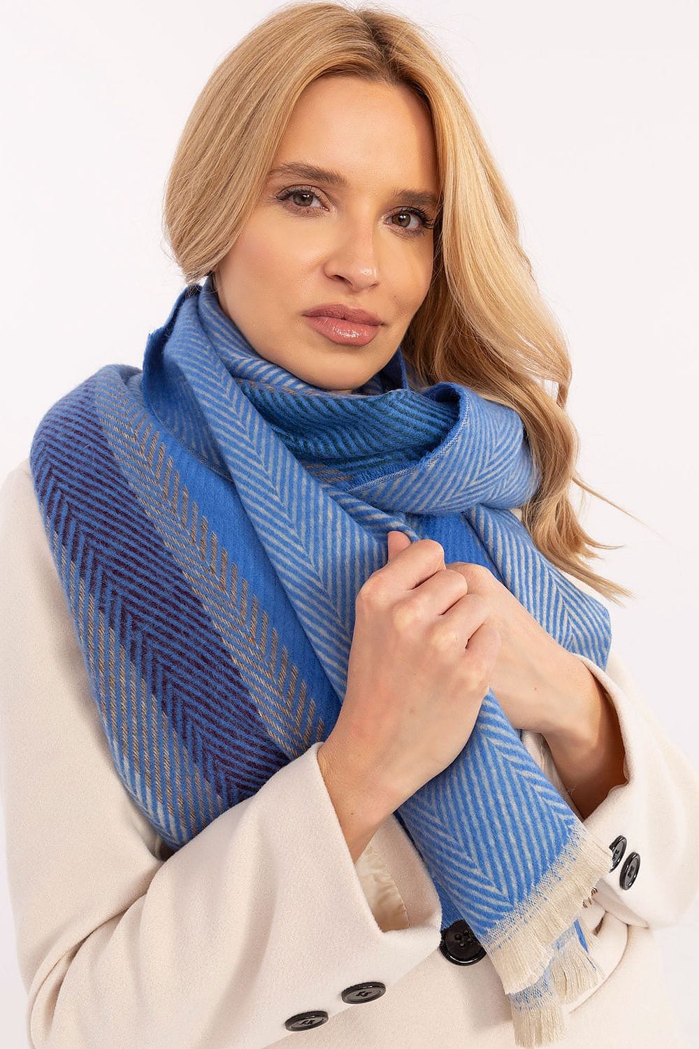 Women Winter Scarf Striped Fringe - ShalayeFashion