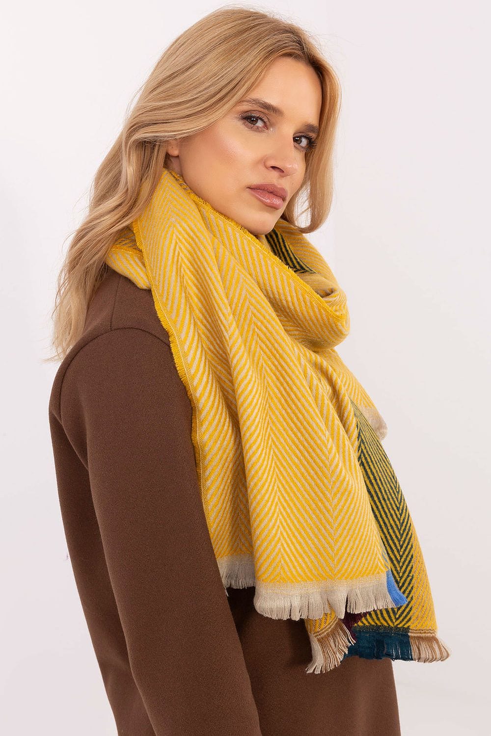 Women Winter Scarf Striped Fringe - ShalayeFashion