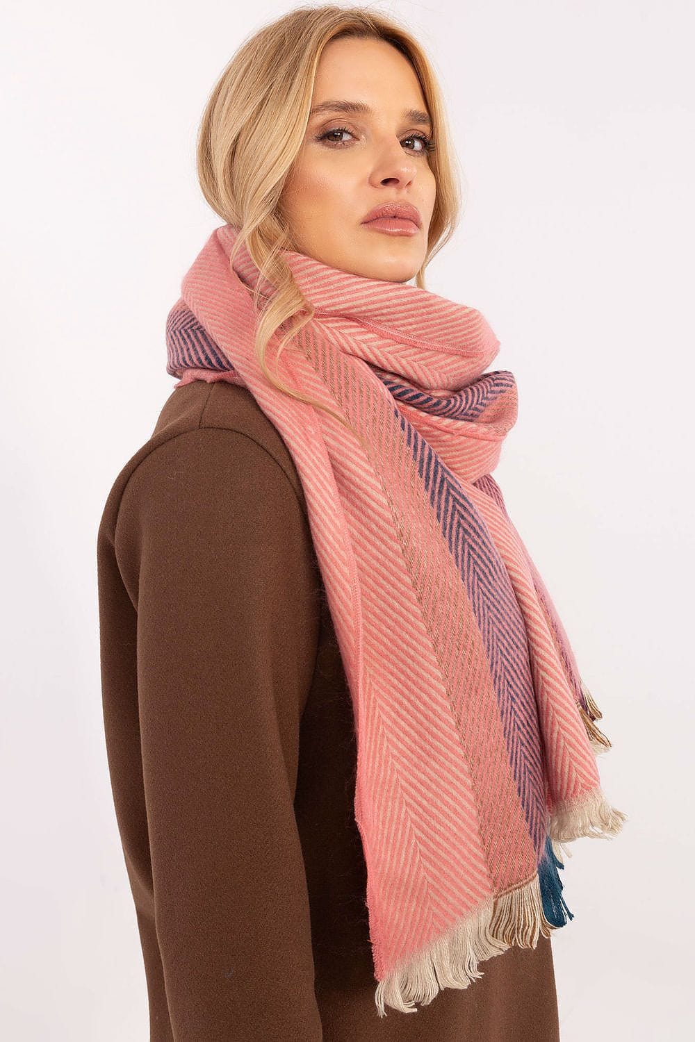 Women Winter Scarf Striped Fringe - ShalayeFashion