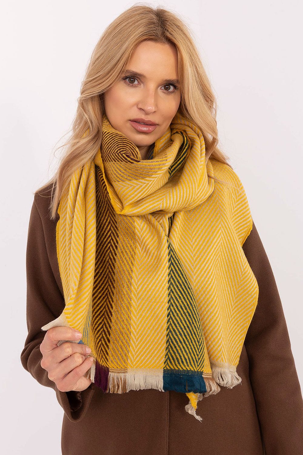 Women Winter Scarf Striped Fringe - ShalayeFashion