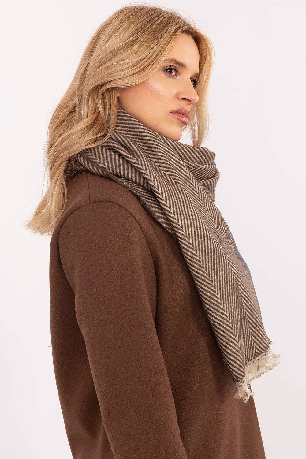 Women Winter Scarf Striped Fringe - ShalayeFashion