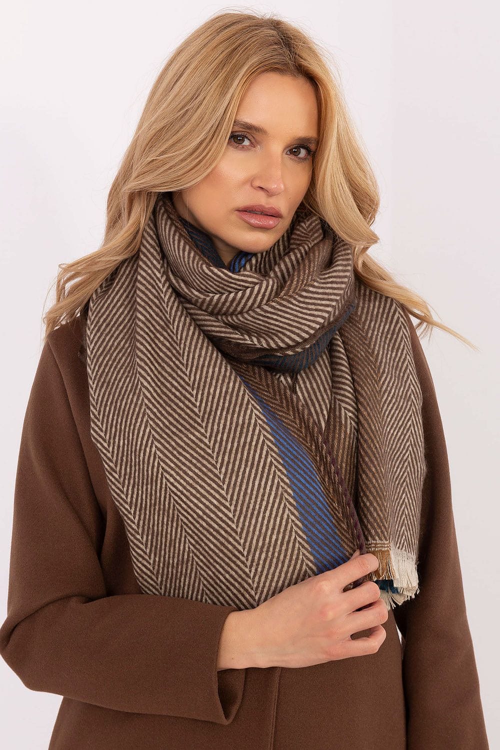 Women Winter Scarf Striped Fringe - ShalayeFashion