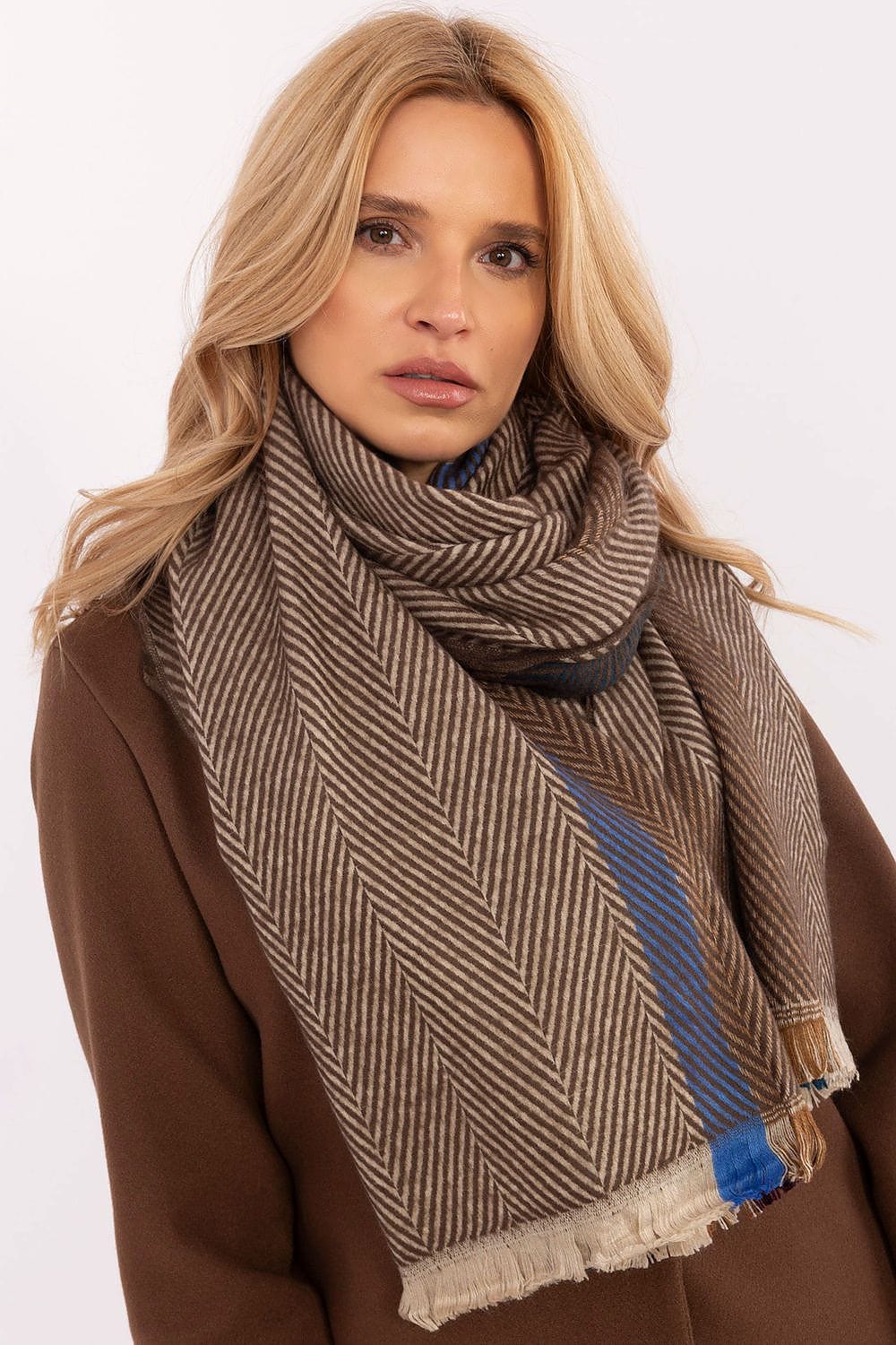 Women Winter Scarf Striped Fringe - ShalayeFashion