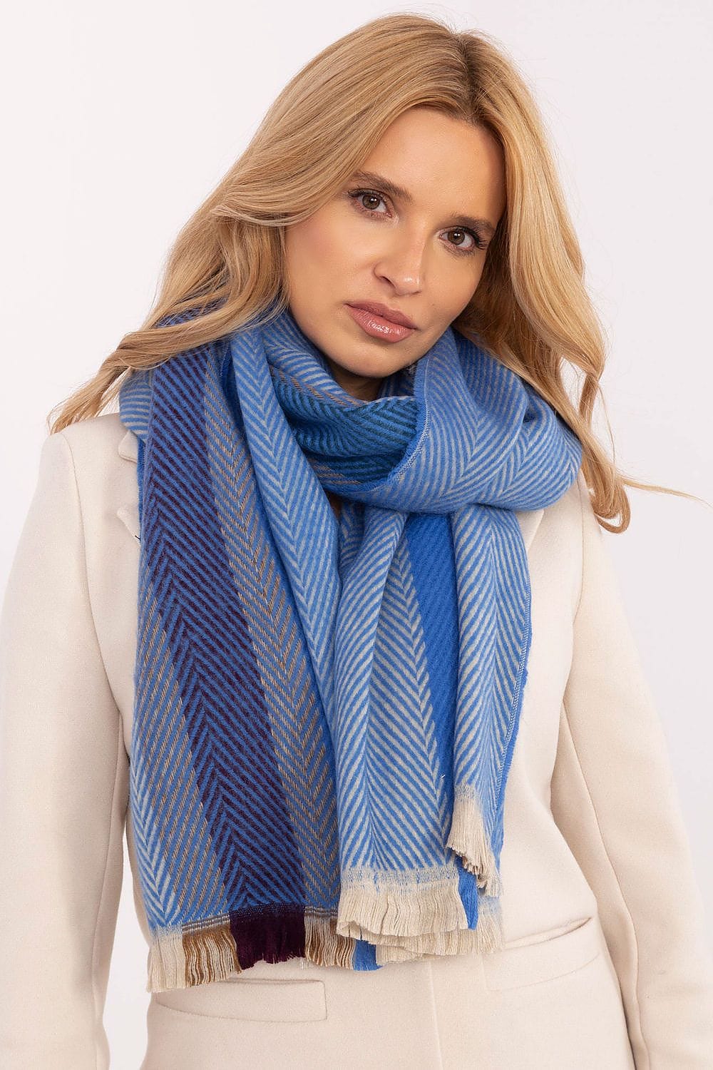 Women Winter Scarf Striped Fringe - ShalayeFashion